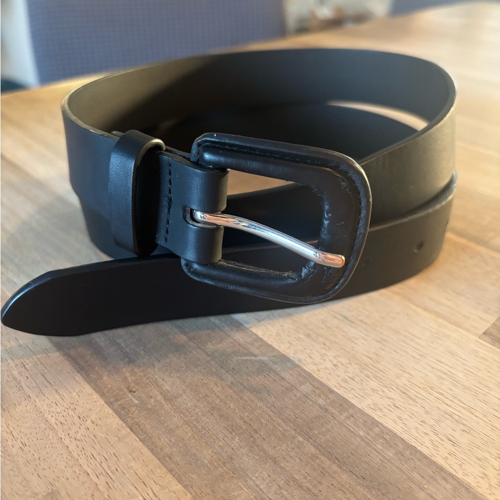Black Synthetic Leather Belt